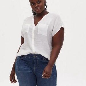 Torrid White Lindsay Button Front Dolman Top Lightweight Gauz Shirt Size 3X